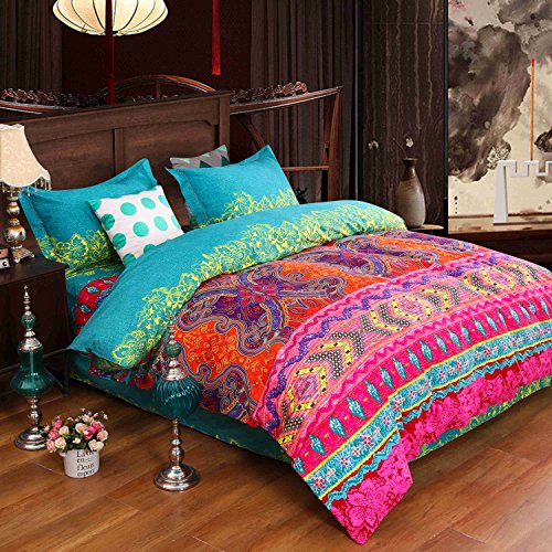 Luxury 4-Piece Bohemian Exotic Style Duvet Covers Set Queen Size Pattern 1