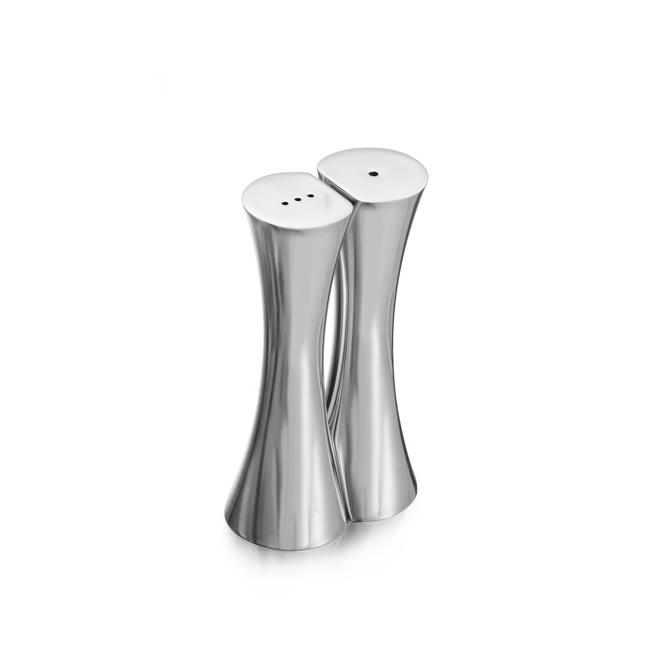 nambe Kissing Salt & Pepper Shakers | 2-Piece Set | Kitchen Tool | Salt Sugar Spice Pepper Seasoning Bottle for Table, RV, Camp, BBQ | 1.5-Ounce | Made of Metal Alloy | Designed by Karim Rashid