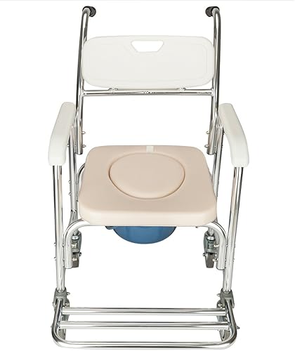Miniatura 2 de Winado Silla de cama para inodoro, 4 en 1, silla de transporte con brazos y 4 frenos, silla de ruedas de ducha para adultos, personas mayores,