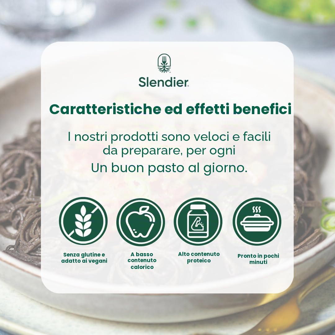 Slendier - Spaghetti di soia biologici | Spaghetti di soia ad alto contenuto proteico | Adatto a cheto e vegani | Senza glutine e grassi | Pasto sano e veloce | Confezione da 6