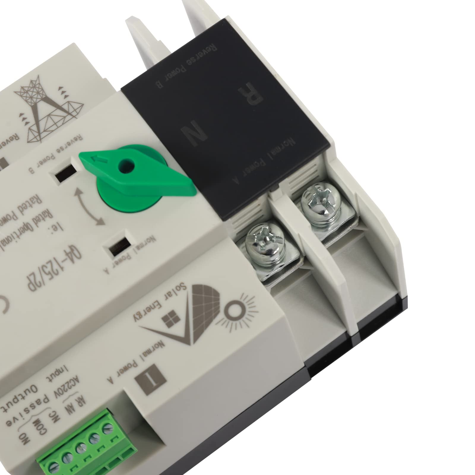 Automatischer Transferschalter, 2P 100A 230V, Automatic Dual-Power-Umschalter, Switch G2R Transfer Switch, Hutschiene Notstrom Netz Umschalter Netzumschalter für Strom, USV, Wechselrichter, Solar