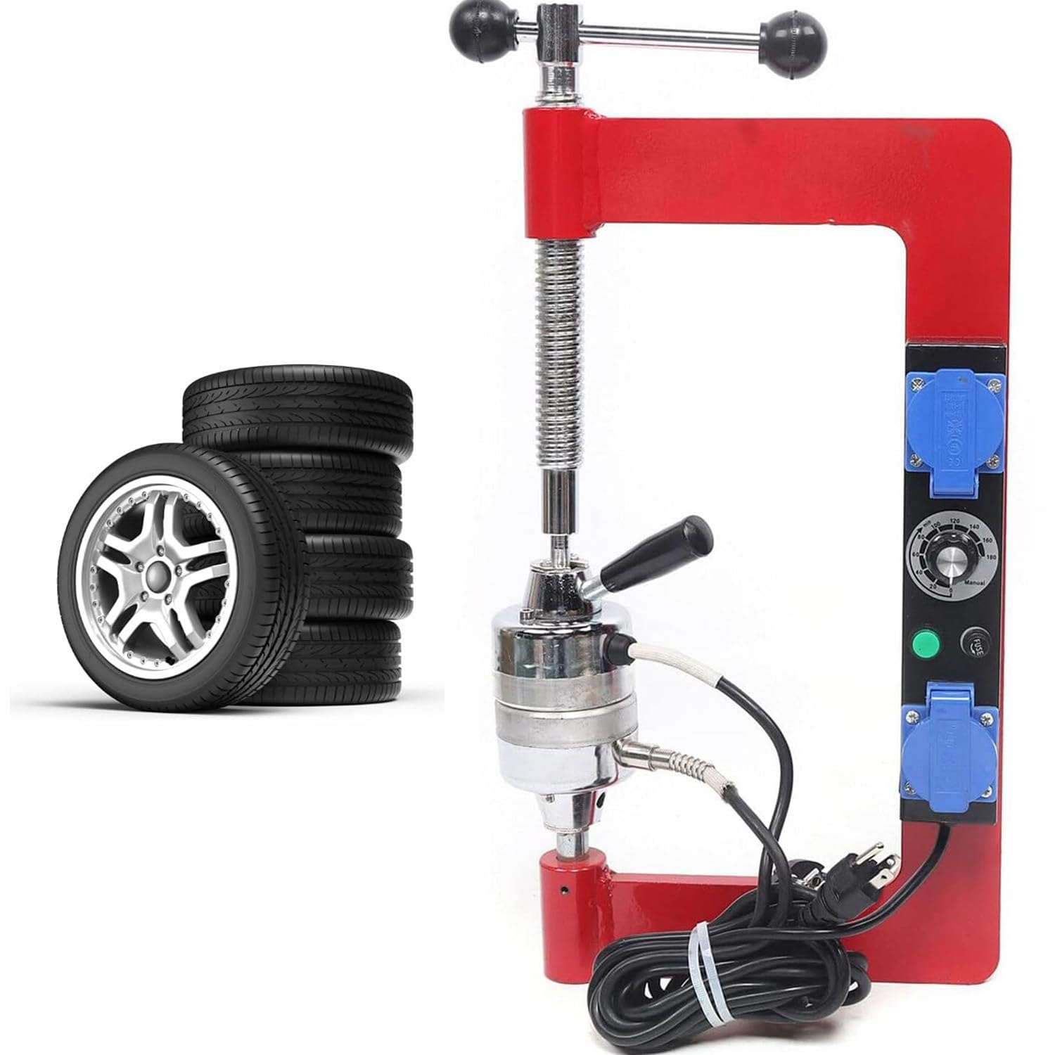 Zestaw narzędzi do naprawy opon | Automatyczny wulkanizator opon Maszyna do wulkanizacji opon, z 8 formami 150 ℃ -180 ℃ Wyposażenie garażu DIY Zestaw narzędzi