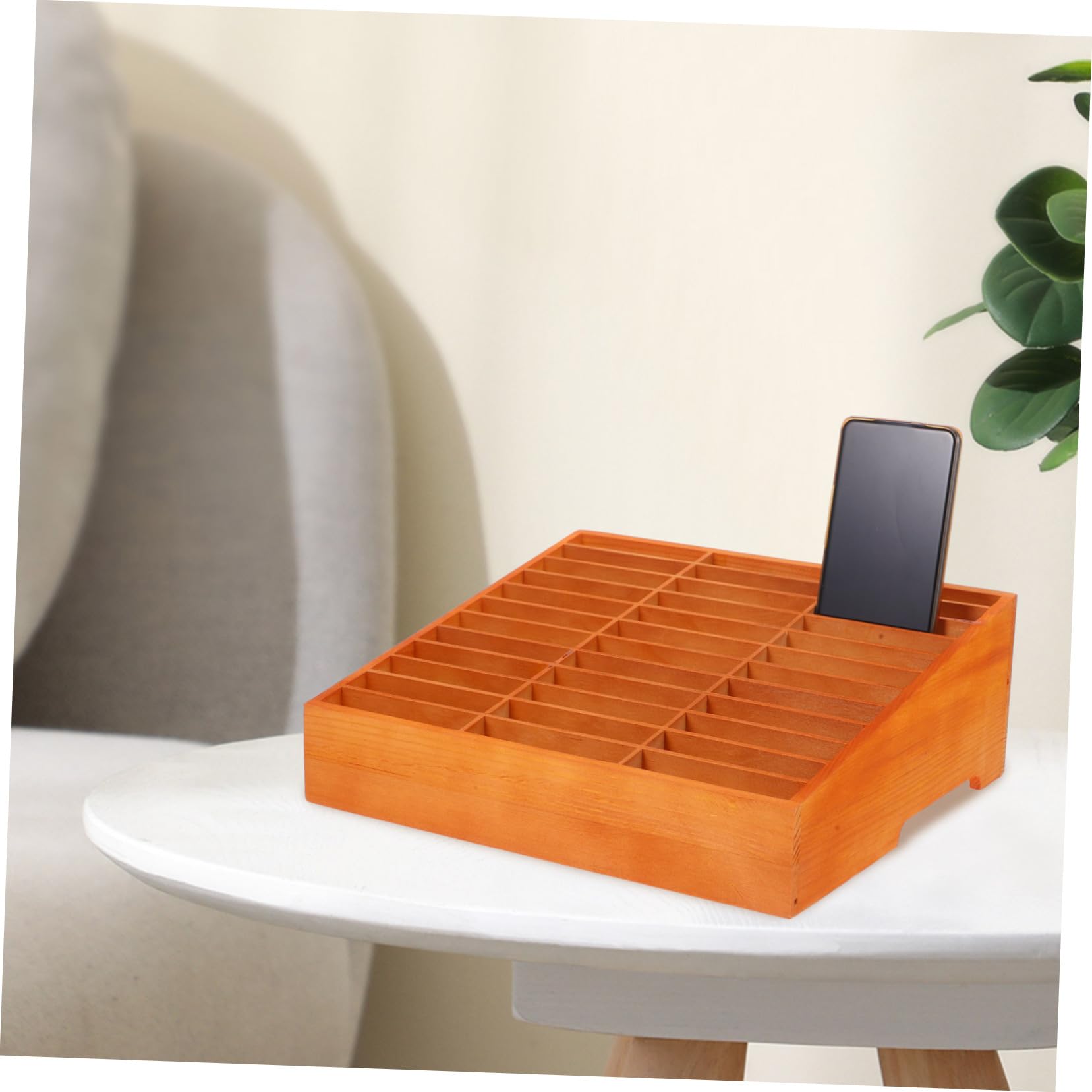 Scatola Porta Cellulari in Legno da Scrivania Scomparti Multipli | Organizer Desktop per Telefoni e Forniture, per Tavoli Riunione, Design Multicomparto per Ridurre Disordine