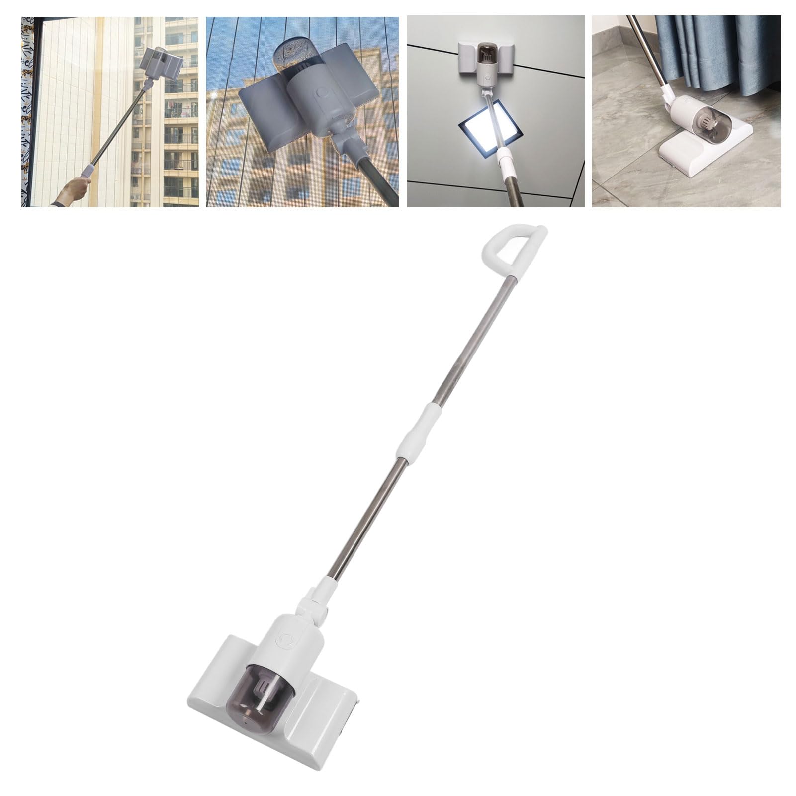 Herramienta Limpiacristales Eléctrica, Inalámbrica y Recargable con Poste Retráctil, Ideal para Ventanas Altas y Baldosas, ABS Ligero, 1 Unidad