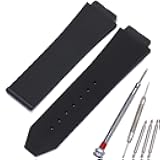 25mm x 19mm Replacement Rubber Strap Compatible with Hublot Big Bang Silicone Watch Band Sports waterproof Linear texture bracelet