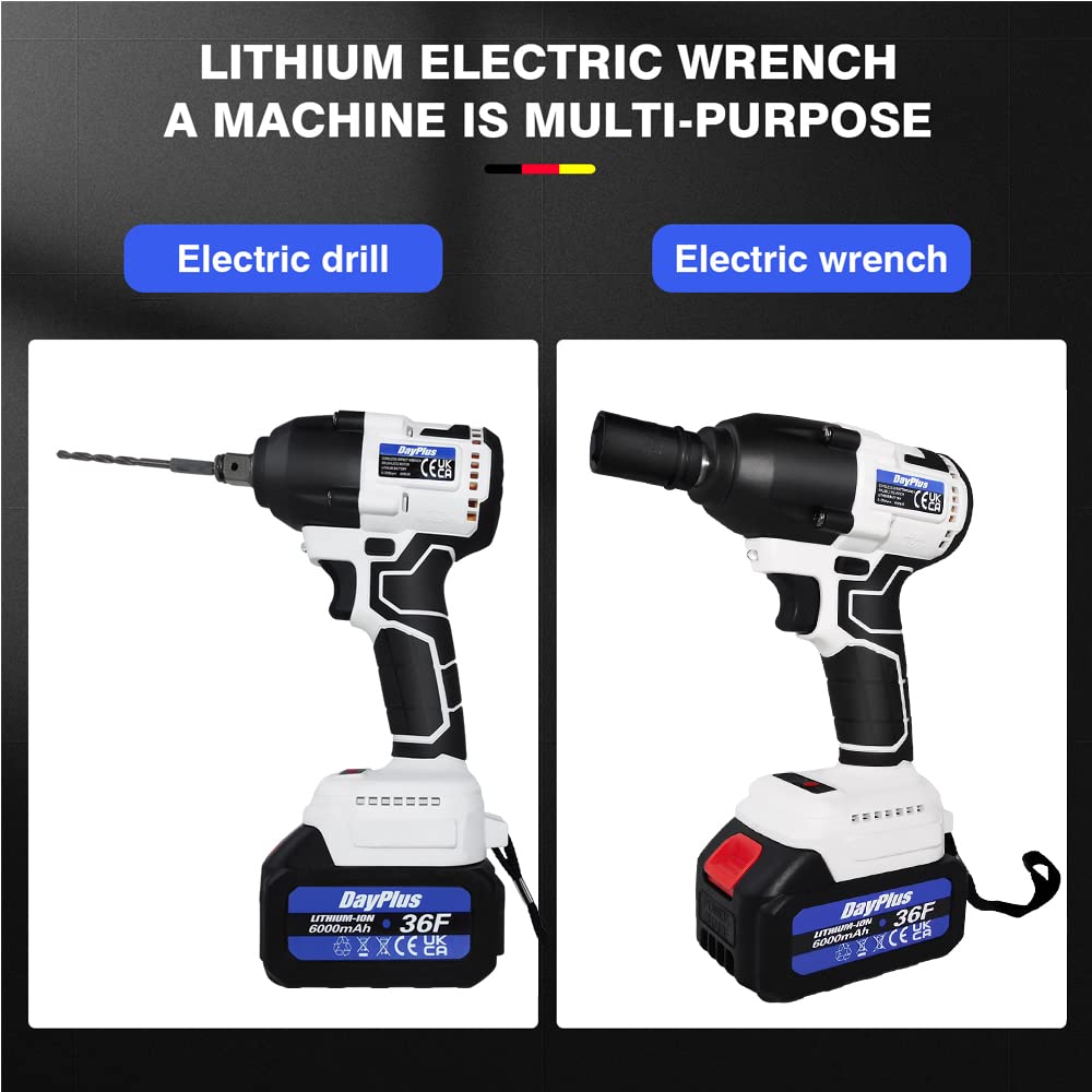 AUTOFU Clé à Choc Sur Batterie 21V Brushless Cle a Choc Electrique, 420N.m Boulonneuse a Choc, Visseuse à Choc Clef 3200RPM, 4 Douilles à Chocs, 12pcs Accessoires, Une Batteries et Chargeur