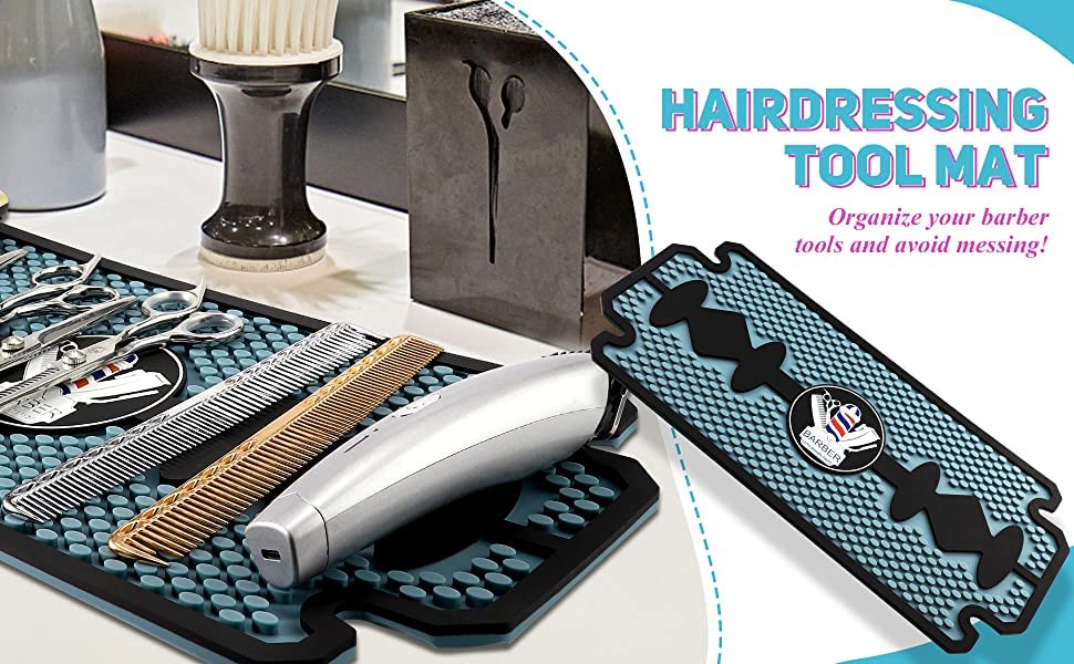 Miniatura 9 de Tapete organizador de herramientas de peluquero, tapete magnético para peluquero, tapete para recortar, almohadilla de estación de tira magnética