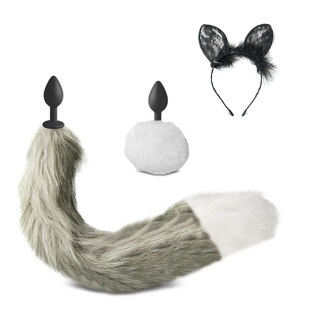 BeHorny Butt Plug Cat Tail and Bunny Tail with Ears Set of Three
