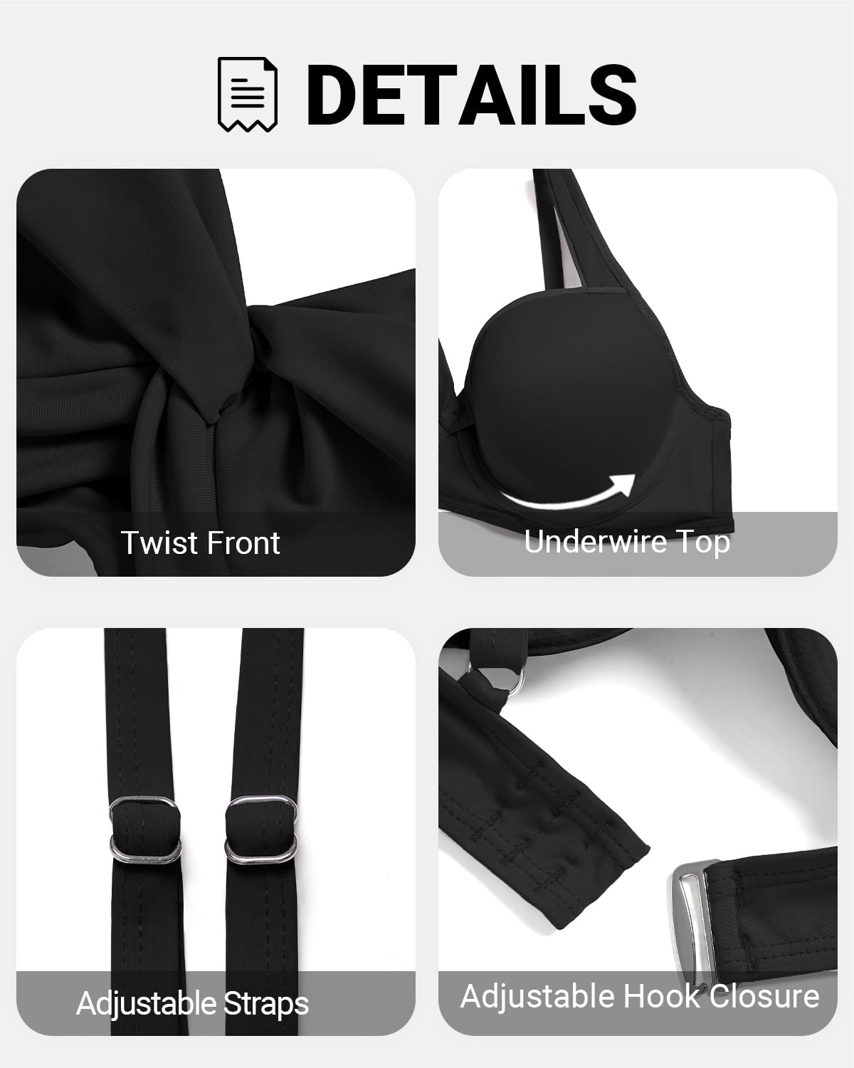 Top bikini da donna con ferretto - Costume da bagno push-up 2025 con reggiseno imbottito