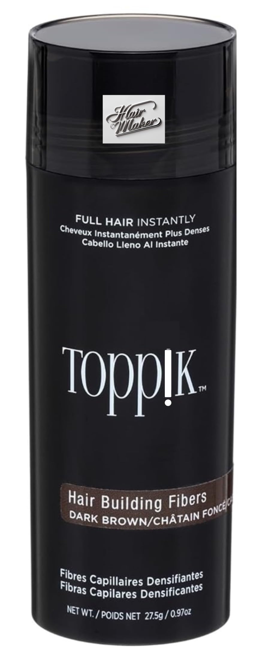 Hairmaker Hair Building Fiber. (DARK BROWN) Restore Your Confidence with Thicker & Fuller Hair's 27.5 G. Hair Volumizer.