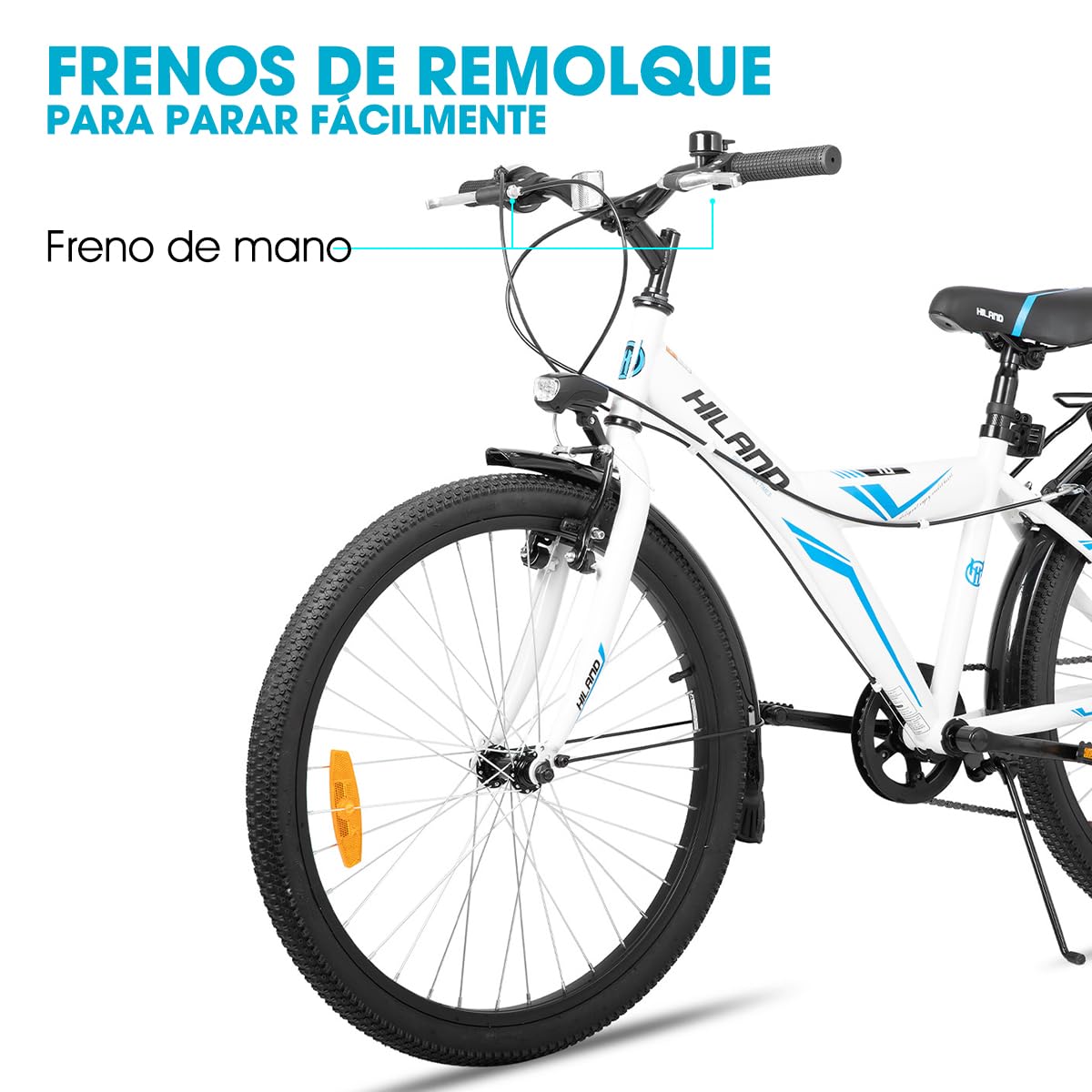 HILAND Bicicleta de montaña 20/24" 6 velocidades para niños Blanco/Negro