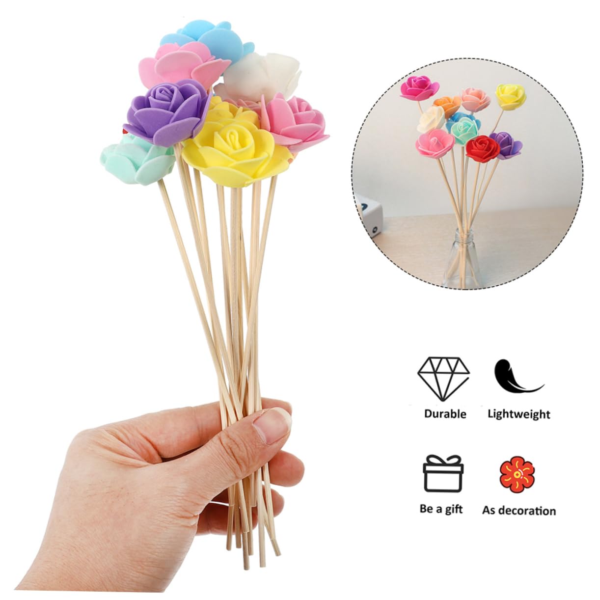 ULDIGI Elegant Aromatherapy Rattan Diffuser Sticks 24pcs Assorted Scents for Home Decor