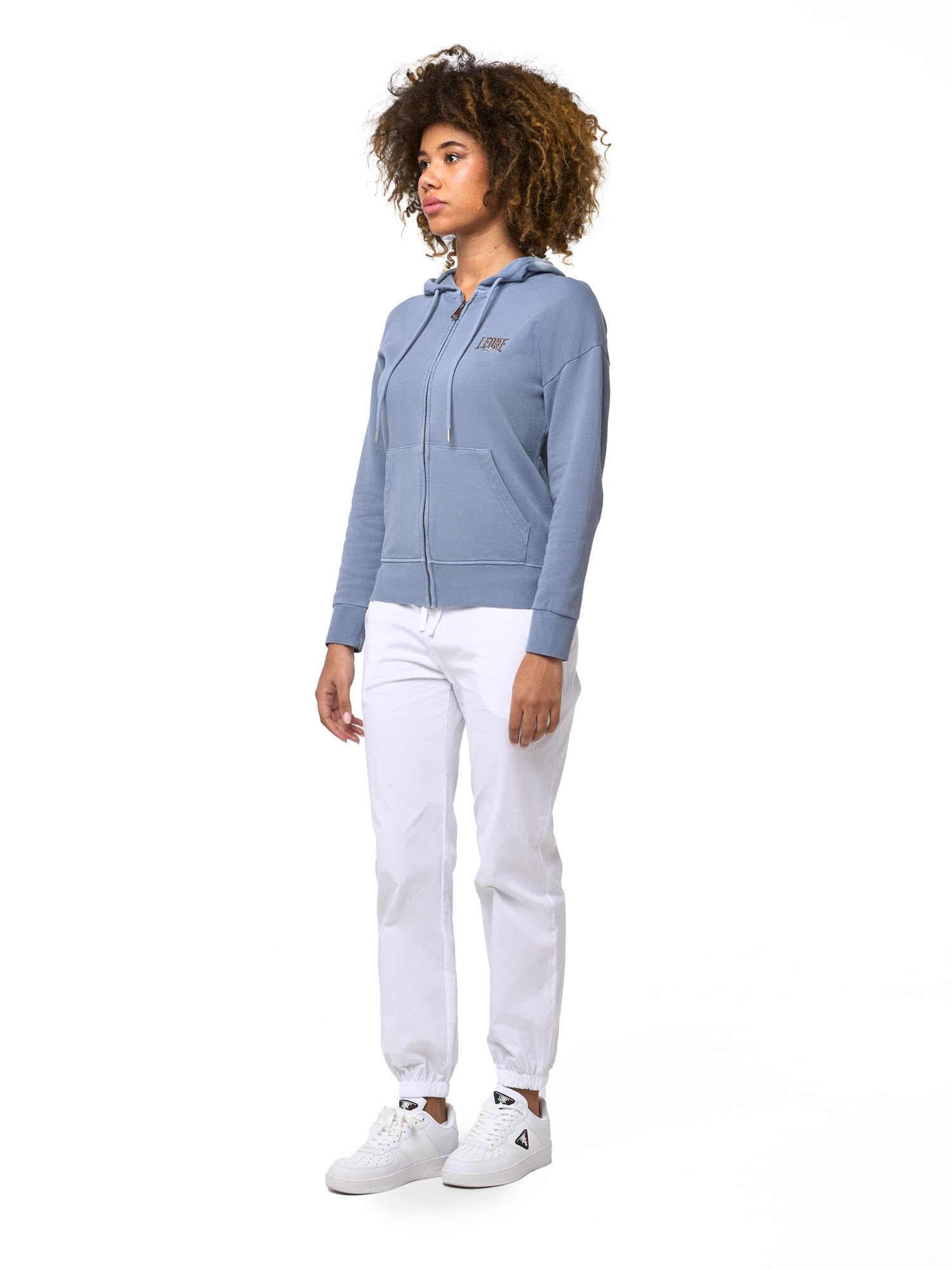 Felpa da Donna con Cappuccio e Zip Leone Blue