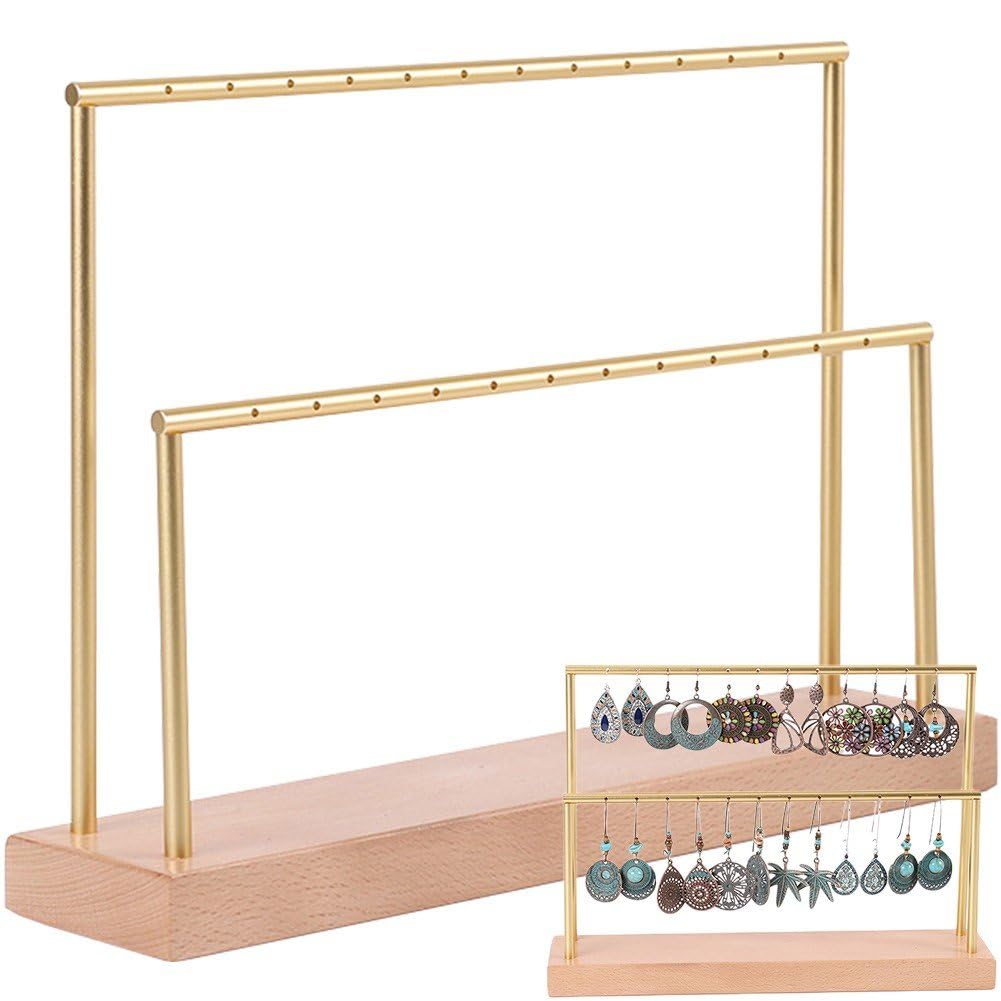 Présentoir de boucles d'oreilles noble en bois noble, organisateur de bijoux de table