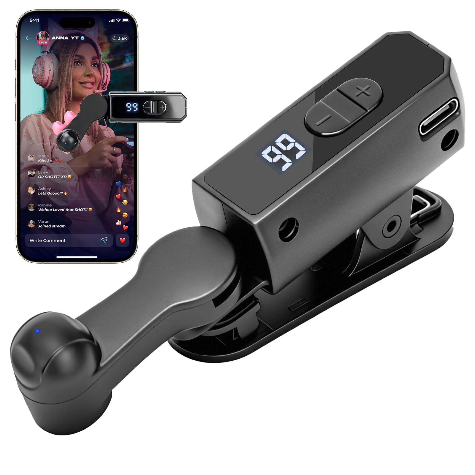 TRELC Clicker automatique rechargeable, portable pour iPhone, iPad, Android, silencieux et 107 vitesses réglables, écran de téléphone pour Tiktok, jeu, diffusions en direct, tâches de récompense