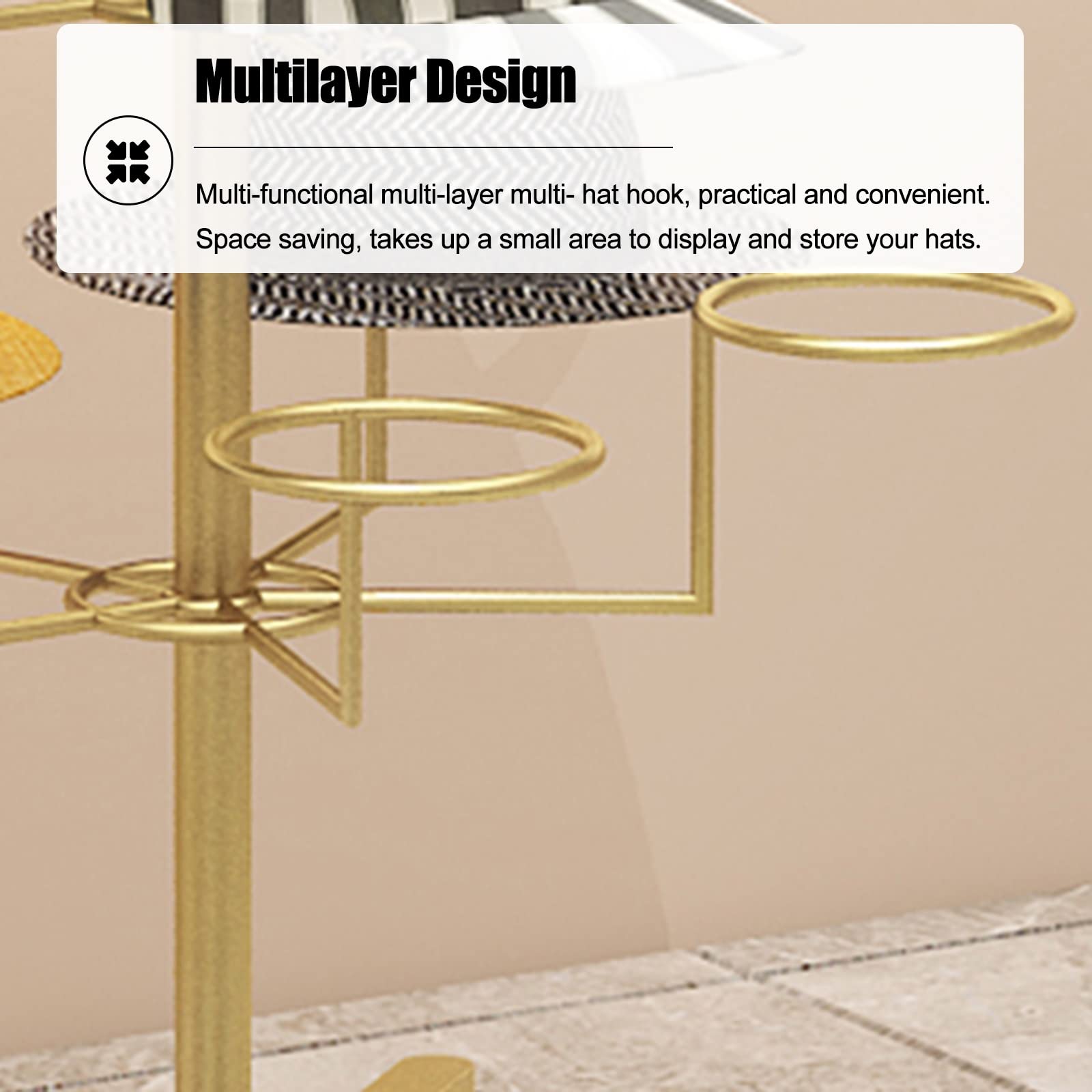 Expositor de Sombreros Moderno e Independiente - Estante Vertical rodante para Gorras de béisbol y de Vaquero, solución de Almacenamiento Interior/Exterior Que Ahorra Espacio,