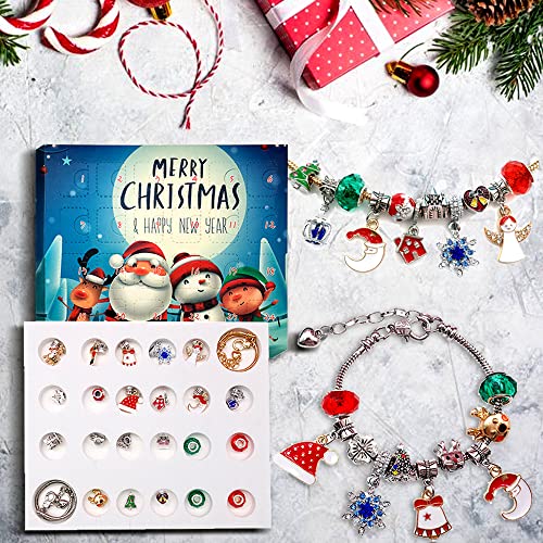 2022 Bijoux Calendrier de l'Avent Filles Femmes Noël DIY Charm Bracelet Kit Bricolage Bracelets DIY Cadeau Calendrier de Noël pour Fille 5 6 7 8 9 ans Cover