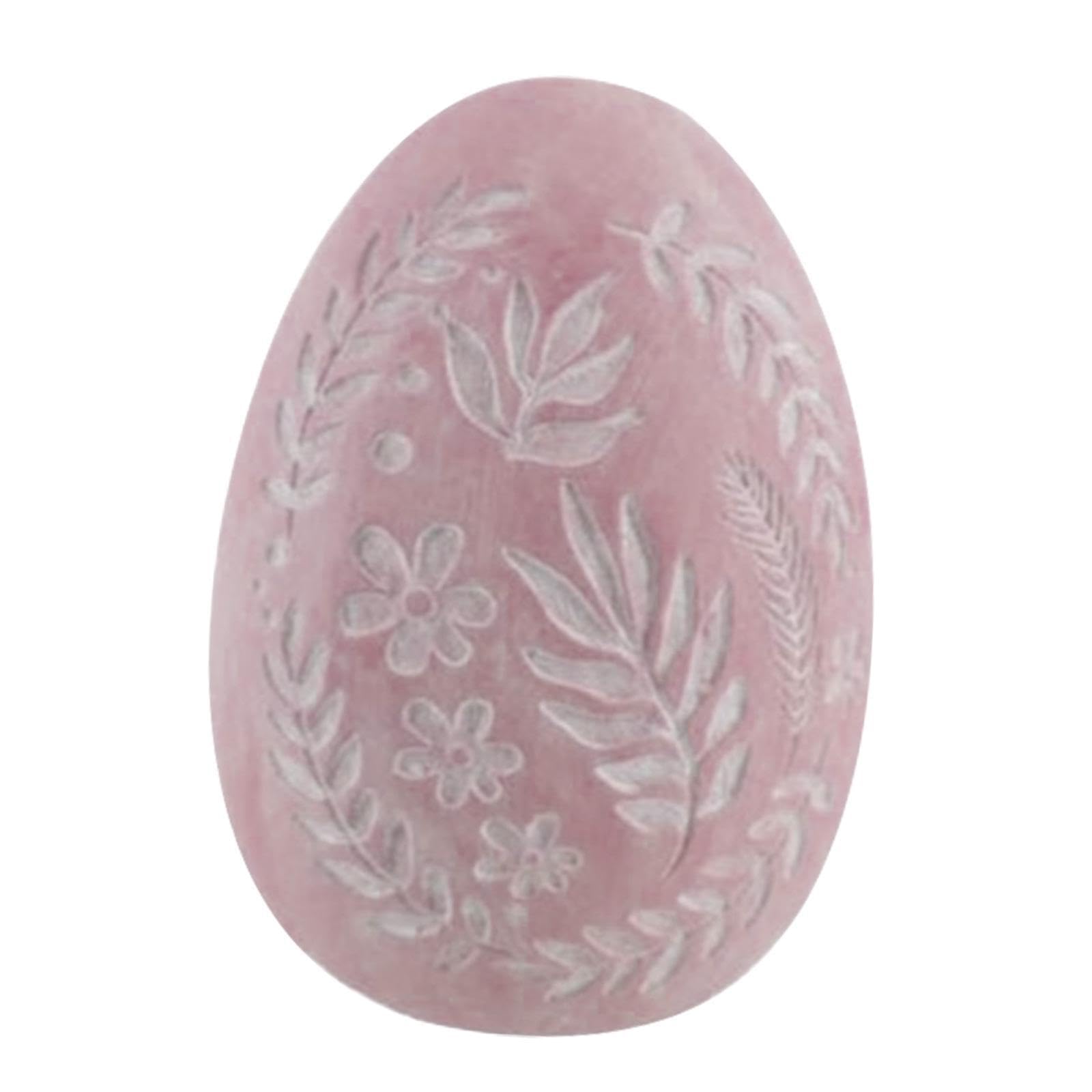 CYDZSRA Easter Sculpture Egg Figurine Resin Ornament Stunning Decorative Crafts Gifts Artwork Beautifully Crafted With Floral Patterns Easter Egg Statue Home Decoration Indoor, Pink, 8.4x8x10.5cm