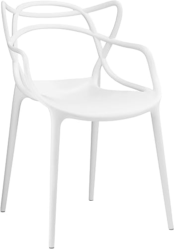 Modway Enredado Moderno Moldeado Plástico Silla de Cocina y Comedor en Blanco - Totalmente Montada