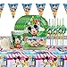 Yisscen 30 Pièces Vaisselle Anniversaire,Decoration Anniversaire Mickey,Kit Anniversaire Enfant,Fournitures de Fête Mickey Vaisselle Tasses Serviette Nappe Assiette Anniversaire Décoration de Fête