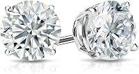 Belacqua Lab Grown Diamond Stud Earrings 14K White Gold, 1/4-4ct Round F-VS Clarity, Secure Push Back, Gift Box