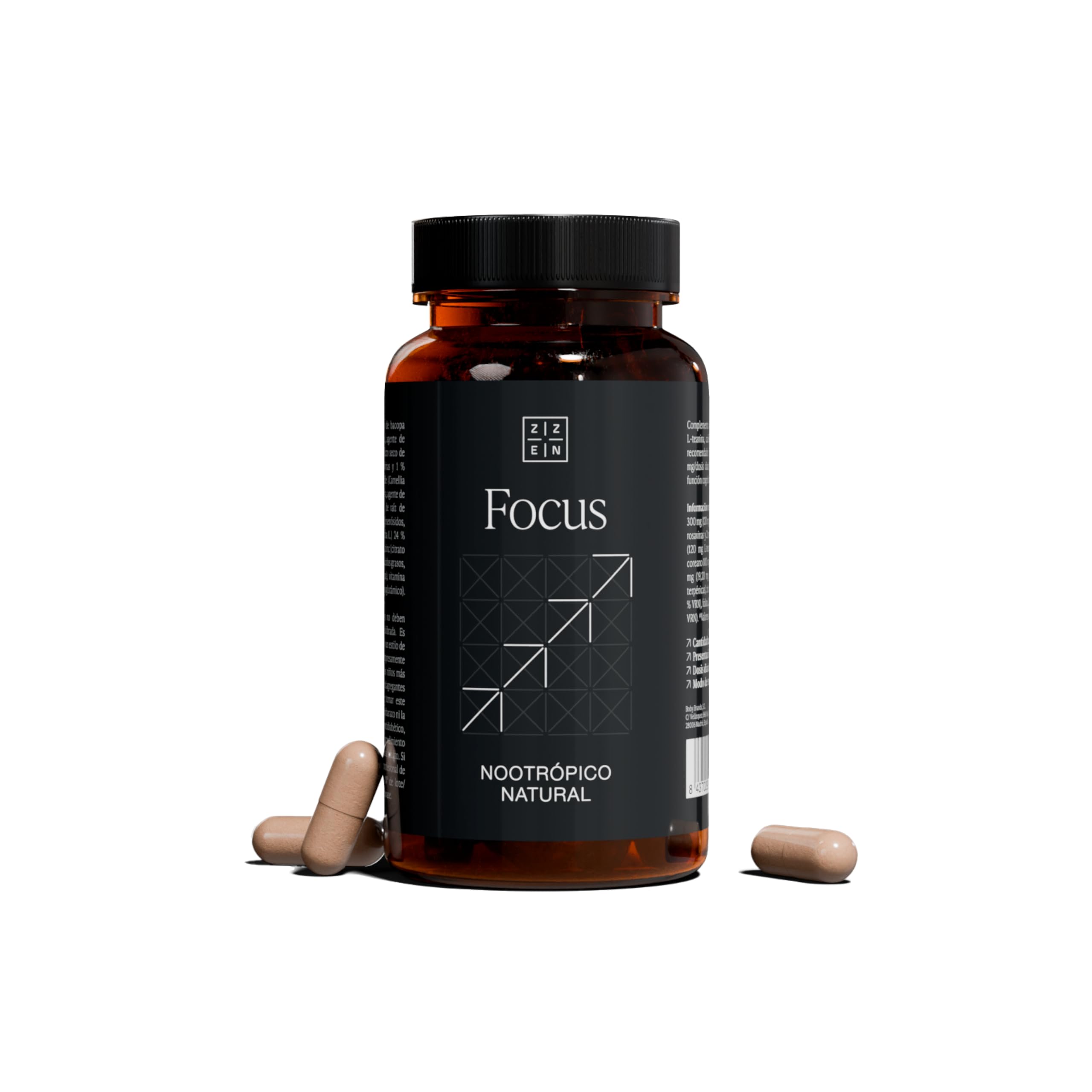 ZZEN FOCUS Nootrópico Natural – Nootropicos Memoria y Concentracion – Pastillas Concentracion Estudiar - Cafeina, L Teanina, Bacopa Monnieri, Ginkgo Biloba, Rhodiola, Vitaminas (PACK 1)