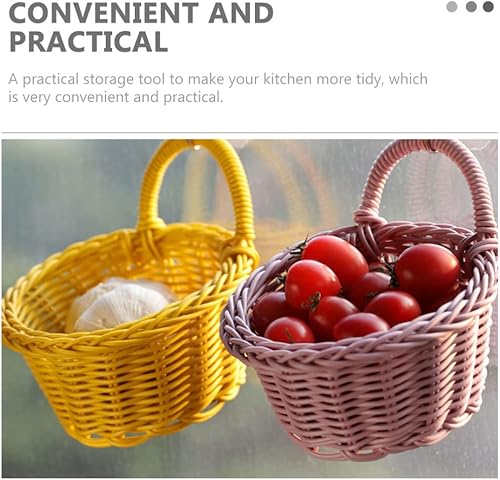 Miniatura 8 de Angoily Cestas de pared tejidas 4 piezas hechas a mano cesta colgante tejida de mimbre natural cestas de almacenamiento para el hogar, jardín, boda,