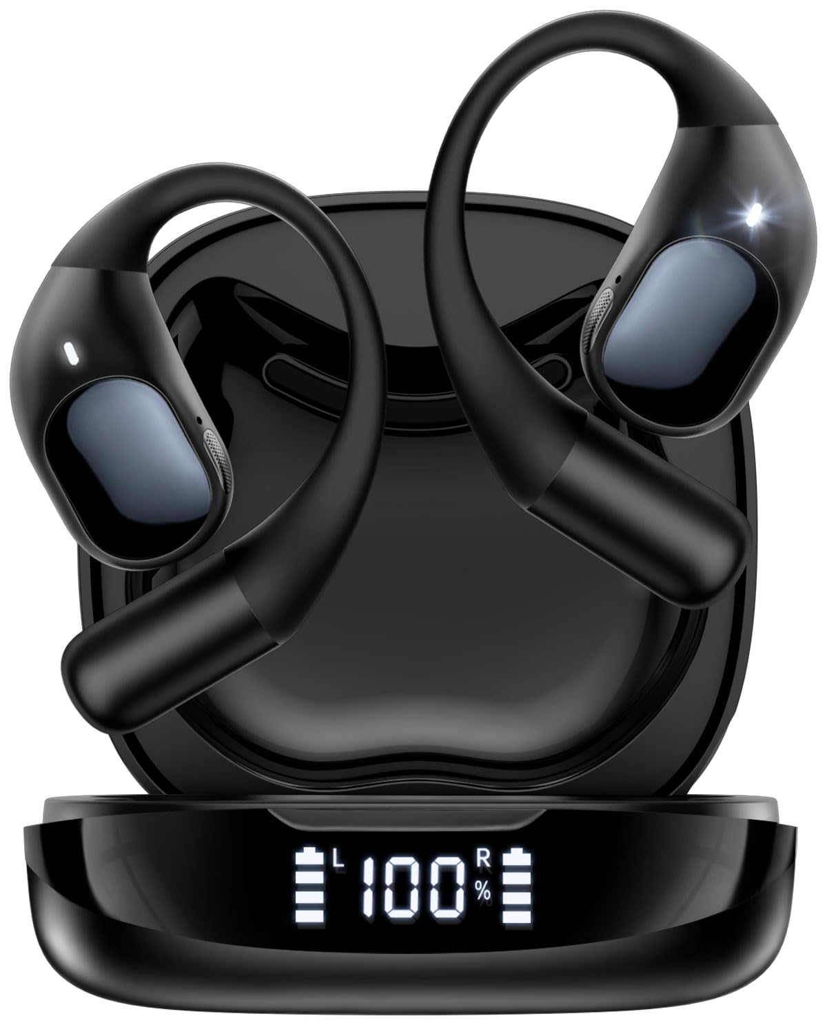 Garlo Open Ear Earbuds, Headphones Wireless Bluetooth 5.4 Earphones with Ear hooks, Sports Ear Buds for Running, Noise Cancelling Mic Calls, 40H Wireless Charging Case, Waterproof, Open Ear Headphones