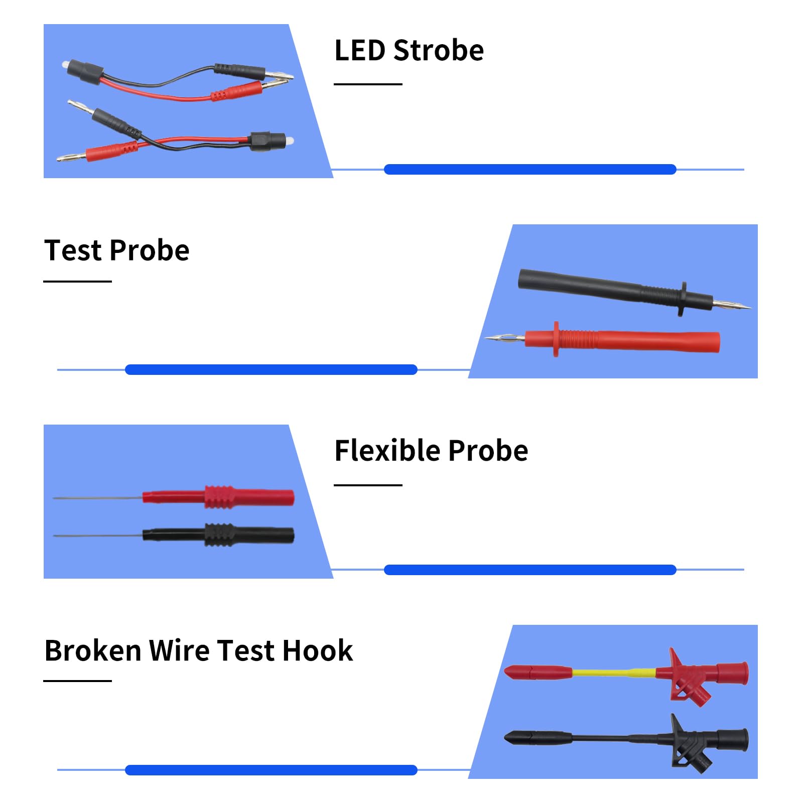 Kit de Fils de Test Automobile, Sonde Arrière, Pince de Test de Perçage D'isolation, Multimètre, Testeurs électriques, Connecteurs de Fil, Outils de Diagnostic Automatique pour Réparation de Voiture