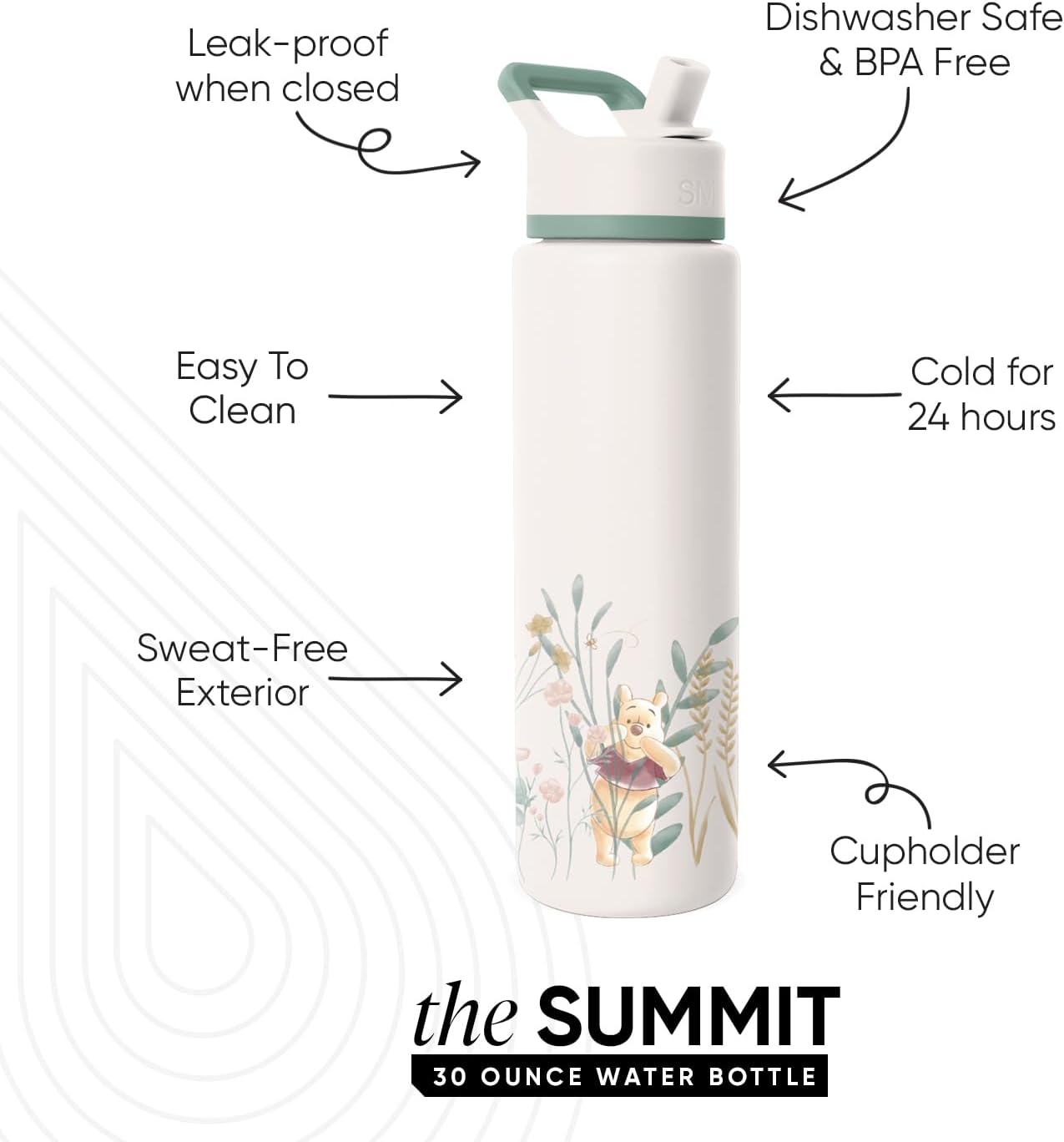 Simple Modern Summit Water Bottle with Straw Lid | Disney 30oz Leak Proof Stainless Steel Insulated Cup | Gifts for Her Him | Winnie the Pooh in the Wilderness - Image 2
