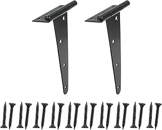 2Pcs Heavy Duty T Strap Hinges, 12 Inch Gate Hinges, Matte Black Barn Door Hinges, Iron Tee Hinge Shed Door Hinges Rustproof, Outdoor Hinges for Wooden Fences, Farmhouse, Yard (with Screws)