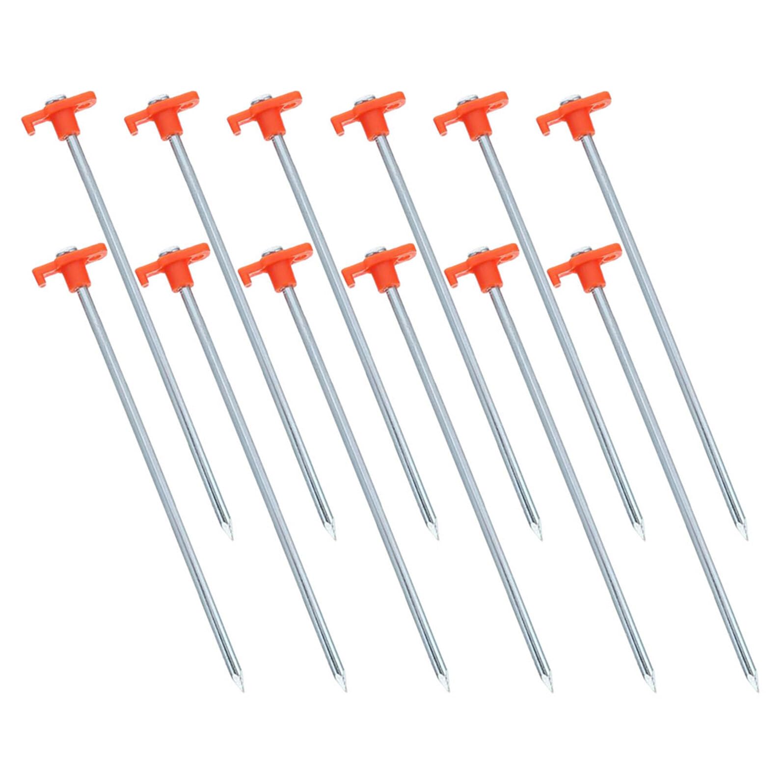INOOMP 16 pezzi Picchetti per Campeggio in Acciaio Resistente al Vento Chiodi Lunghi per Terreni Duri e Sabbiosi Fissaggio Rapido per Teli da Spiaggia Giardino e Outdoor