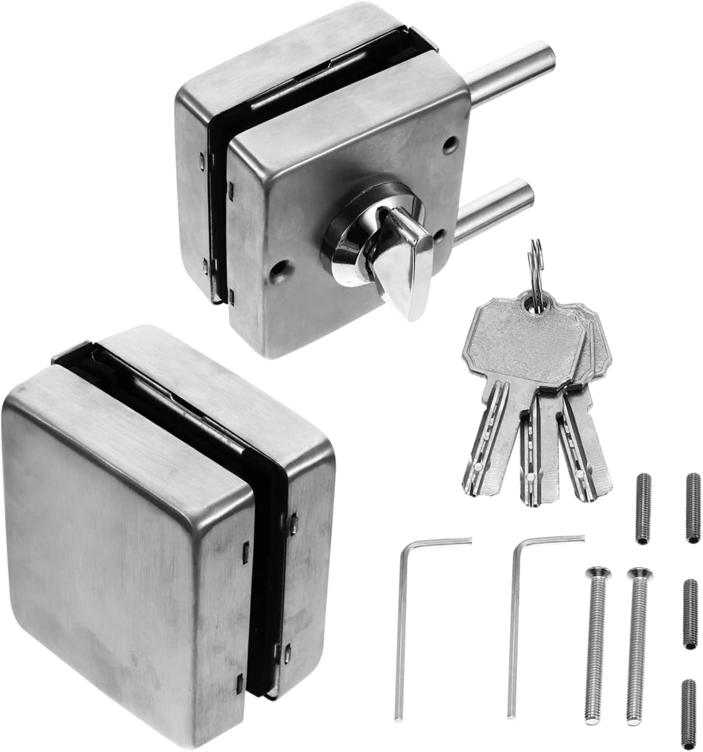 POPETPOP Stainless Steel Glass Door Lock Latch for Glass Durable Design for Enhanced Security for Home and Office Use Easy Installation Resistant Finish