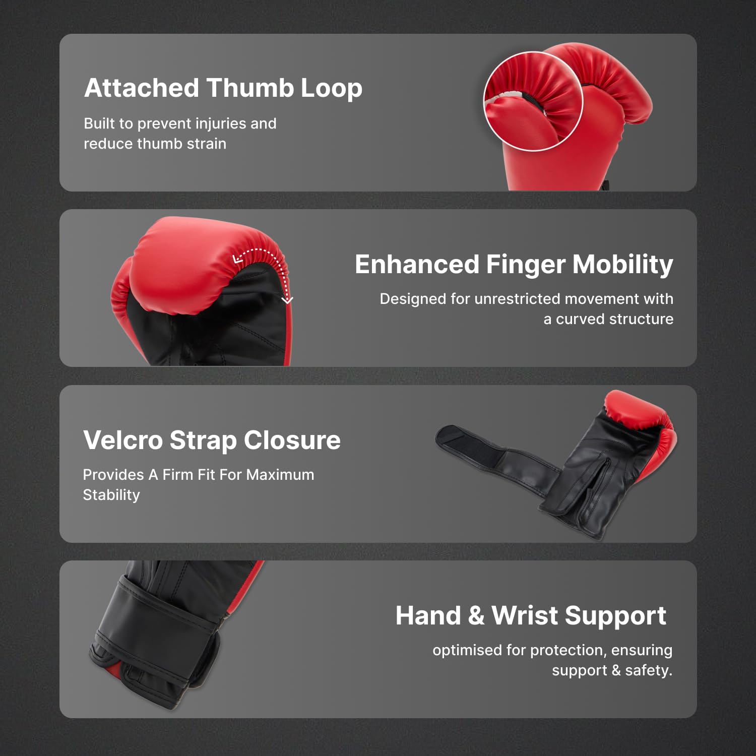 Cult Neo Boxing Gloves 10 OZ – Pro-Style Training Gloves for Sparring, Heavy Bag & Mitt Work – Premium PU Leather, Shock Absorbing Padding, Ergonomic Design with Wrist Support – Black & Red 4