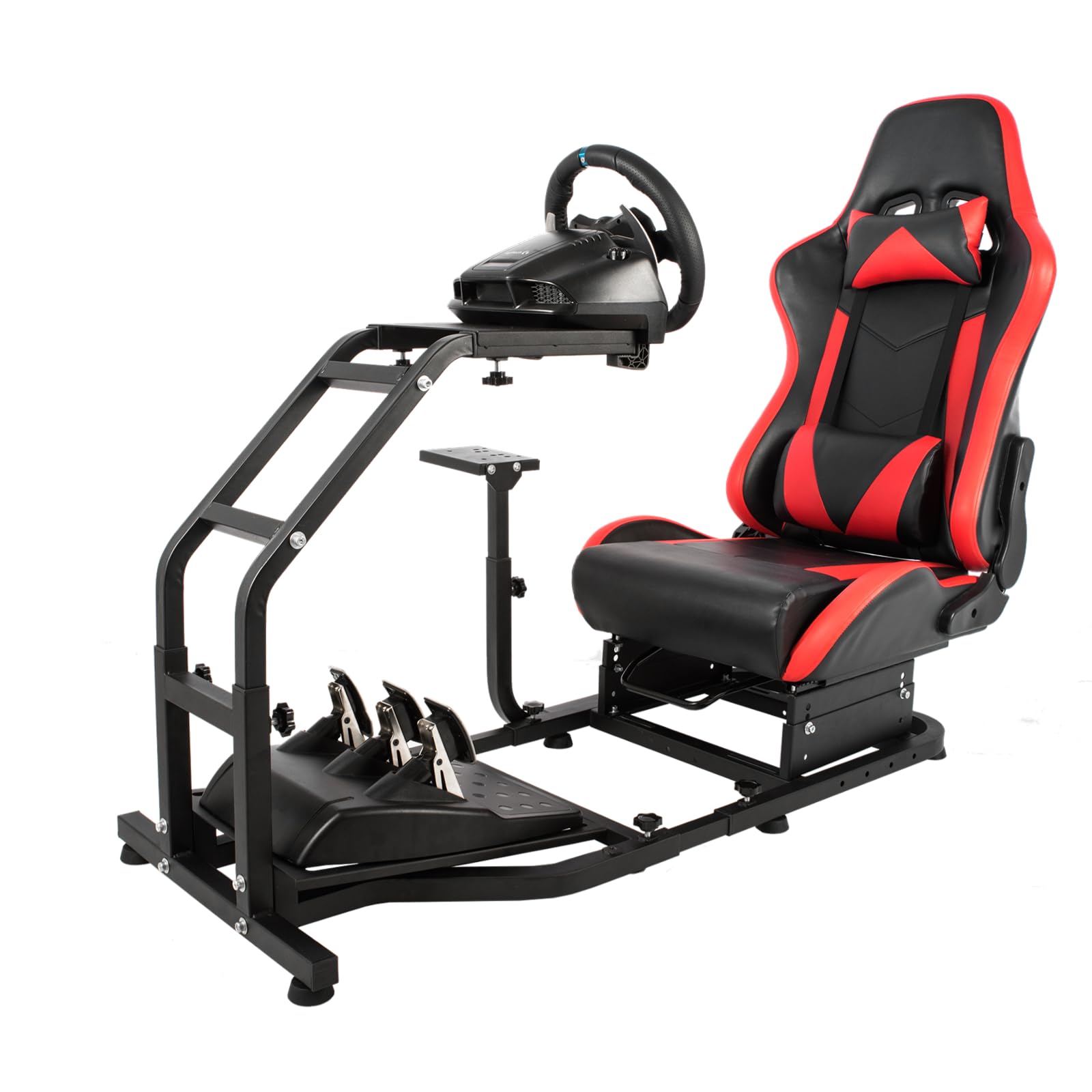 Buy Steering Wheel Stand Racing Cockpit with Red Seat Fits for PC Xbox