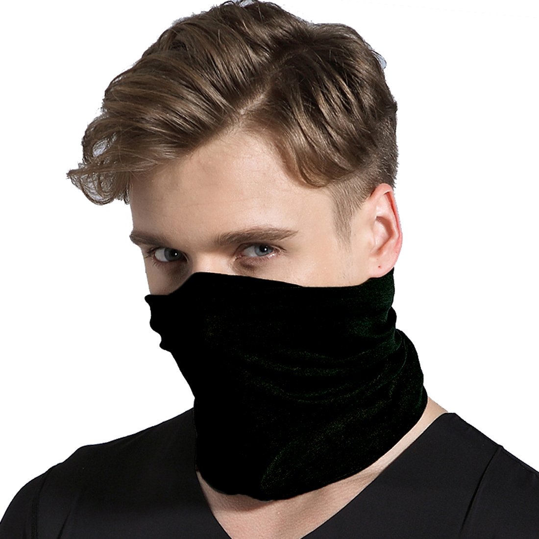 5PCS Outdoor Magic Headband Elastic Seamless Bandana Scarf UV Resistence Sport Headwear (All Black 5 Pack) 2