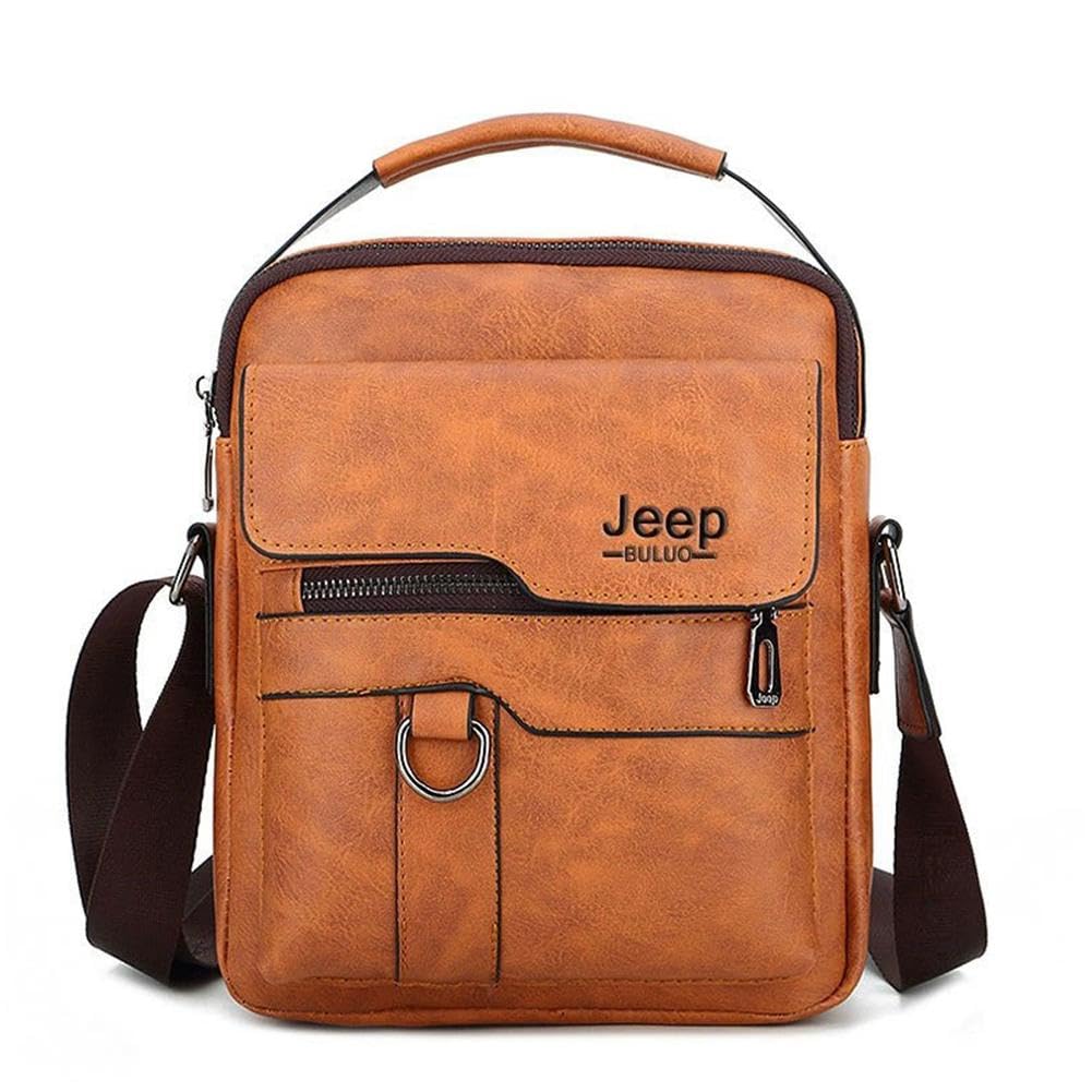 Shoulder Bag, Men's, Leather, Large Capacity, Shoulder Bag, Men's, Cross-Body Bag, Business Bag, Messenger Bag, Small, Vertical, Popular, Commuting, Job Hunting, Travel, Business Trip brown (light brown) 26*22*6cm