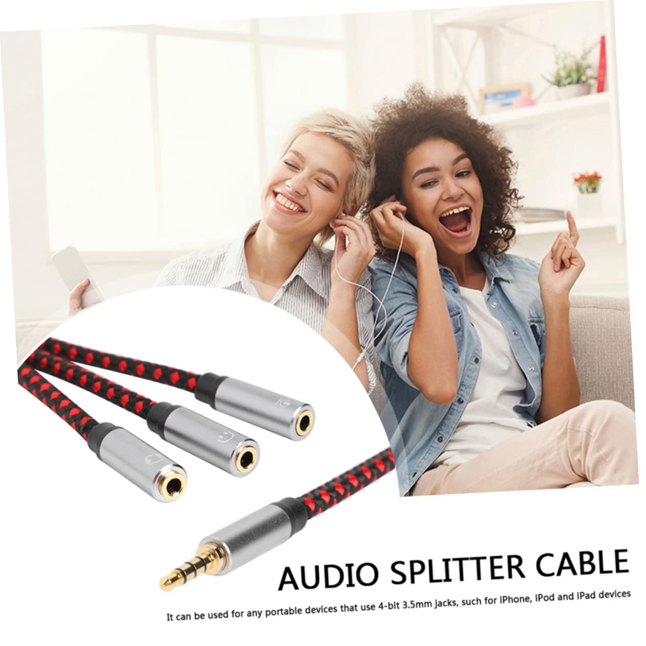 HOMSFOU 3piezas Cable Divisor De Audio y Splitter De Extensión Adaptador De Auriculares para Conectar Múltiples Dispositivos De Sonido Compatible y Otros Dispositivos Portátiles