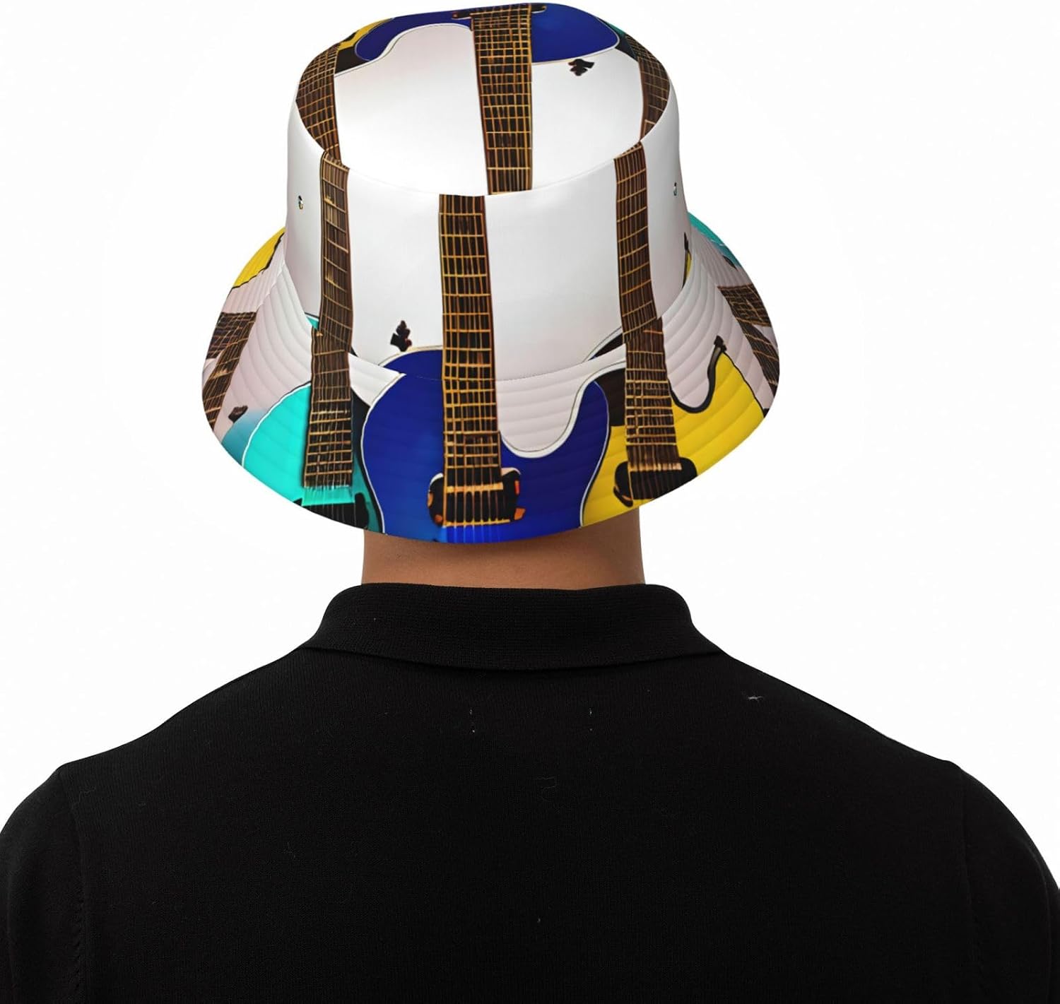 Colorful Guitars Print Sun Hat Outdoor Fisherman Cap Summer Bucket Hat Beach for Men Women