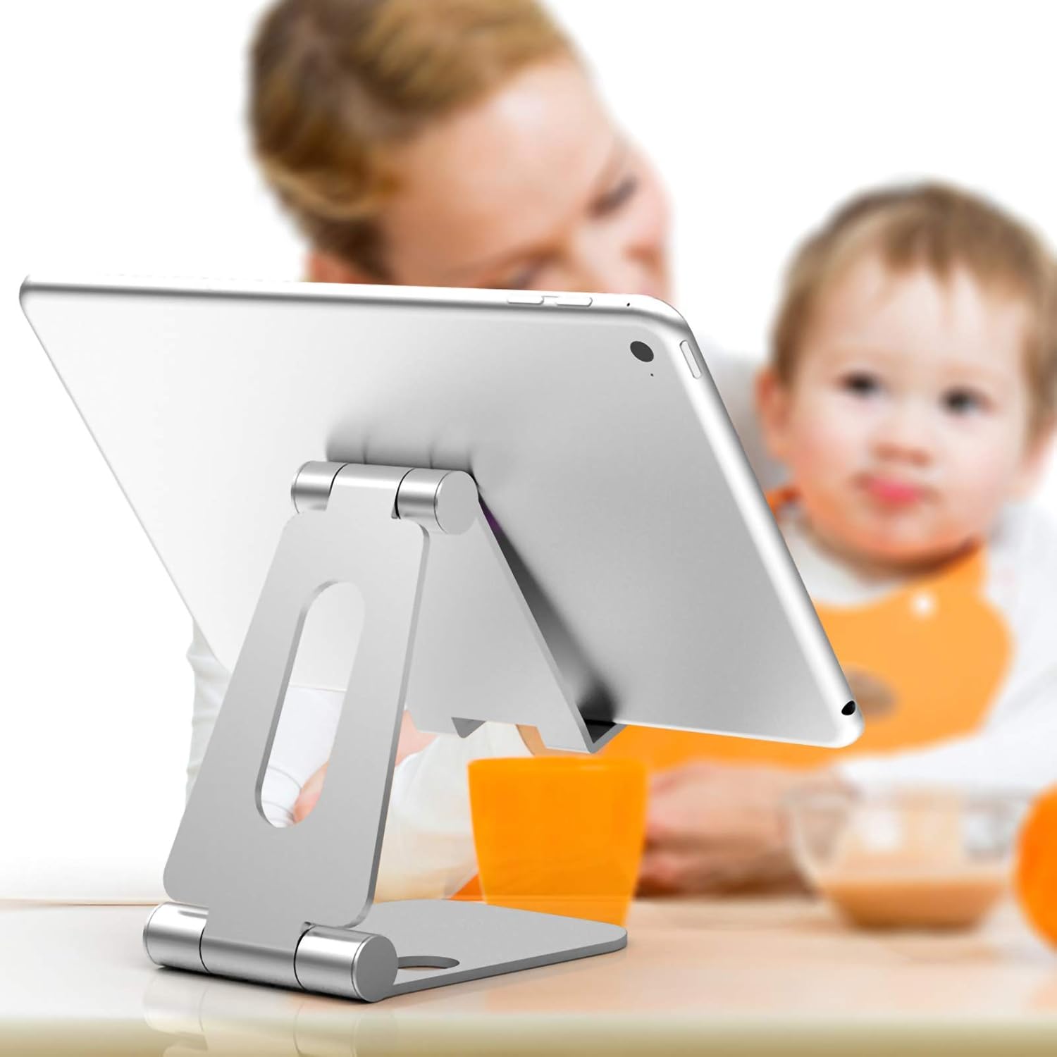 Tek Styz PRO Viewing Stand holding a tablet, showing adjustable angle