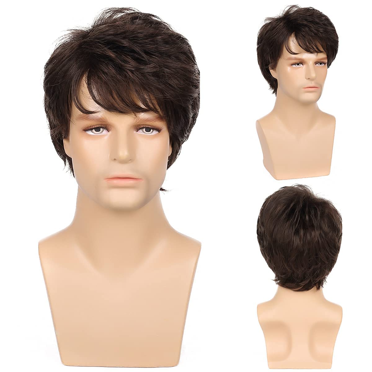 Prime Easily To Attach And Removed Full Head Hair Wigs For Men And Boys Natural Brown Pack Of 1