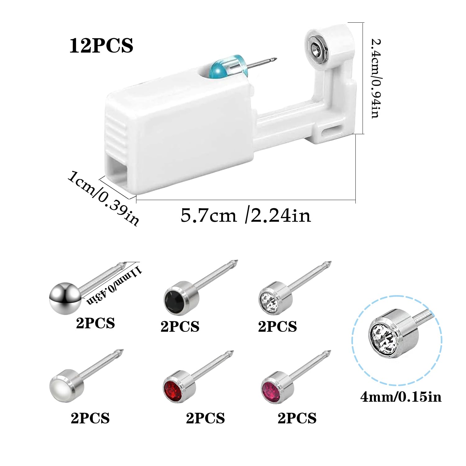Pistola Piercing Kit Perforador Oreja con Algodón de Alcohol para Principiantes