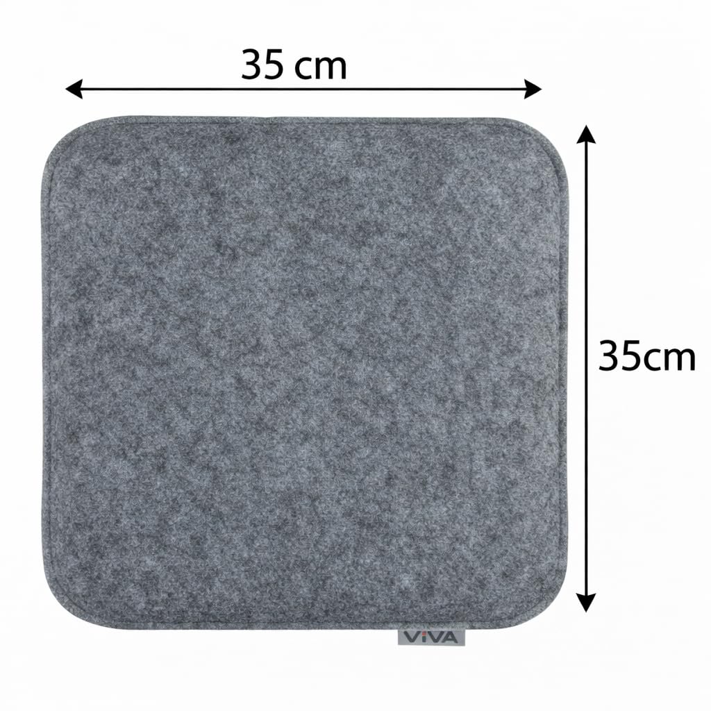 Brandsseller 6er Set Sitzkissen aus Filz 35x35x2 cm – Robuste Stuhlauflagen für innen und außen, eckiges Sitzpolster, strapazierfähiges Kissen für Stühle - Dunkelgrau