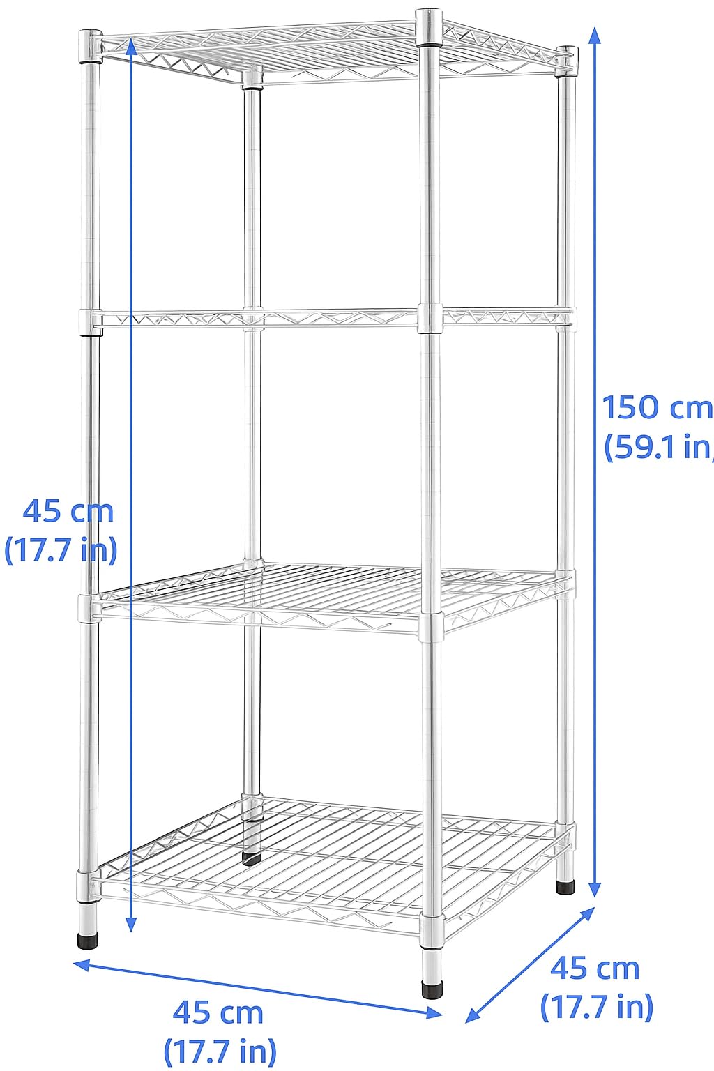 ArredoPlaza Scaffale Scaffalatura in Acciaio Cromato 5 Ripiani Robusto e Versatile per Casa Ufficio e Garage Portata 70Kg a Ripiano Dimensioni 45x45x150 CM Design Moderno Salvaspazio Facile da Montare