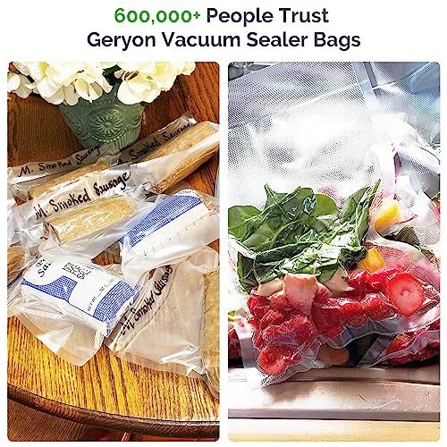 Image of GERYON Vacuum Sealer Bags, 50 Pcs Quart Size 8 inch x 12 inch Commercial Grade PreCut Bag, Food Vac Bags for Storage, Meal Prep or Sous Vide, Suitable for all Type Vacuum Sealer Machine