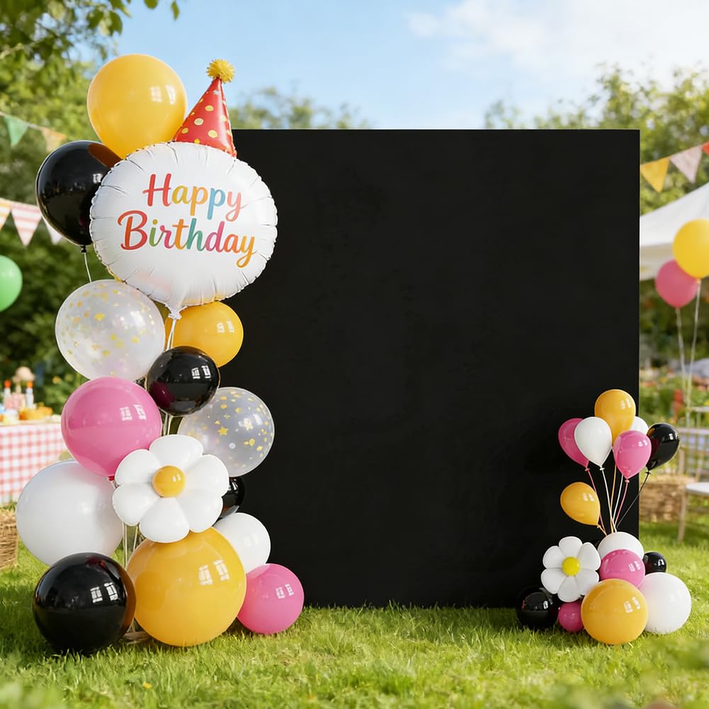 CREATCABIN Housse de Fond Noire pour Arche de Mariage Carrée Toile de Fond Extensible en Spandex Épais pour Mariage Anniversaire Cérémonie Banquet Photographie et Décoration 200x200cm