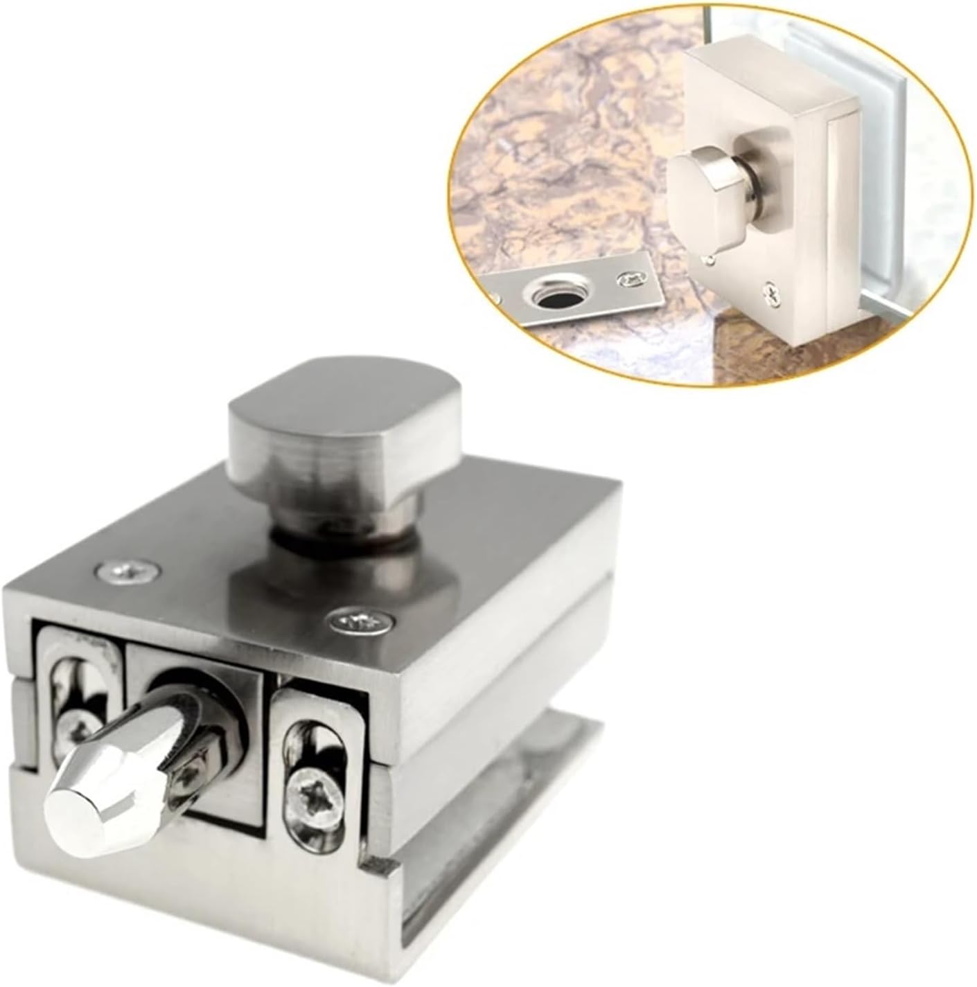 Glass Sliding Door Latch for Bathroom Office Hotel Home DIY Hardware MMS489 I 1Pcs(Brushed Surface B)
