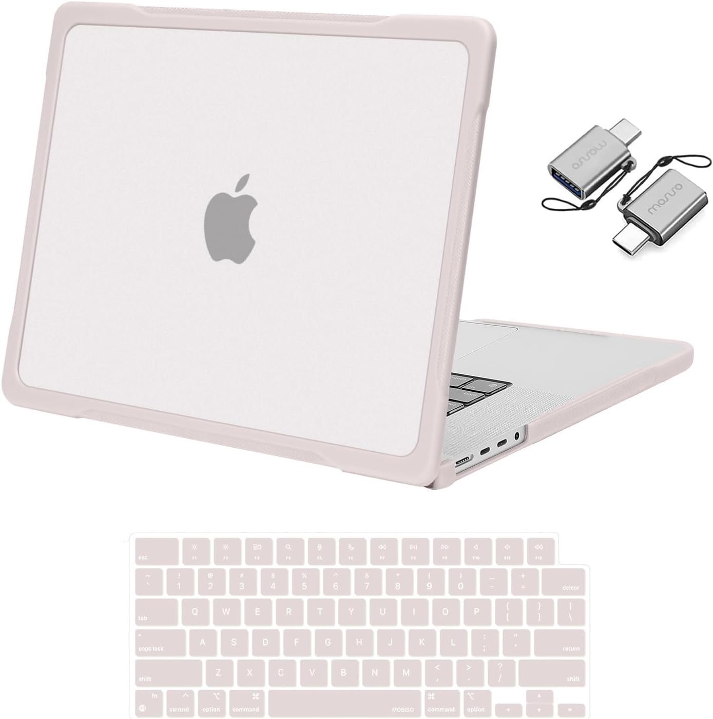 MOSISO Compatible with MacBook Pro 16 inch Case M5 2026 M4 2025 M3 M2 M1 2024-2021 A3429 A3428 A3403 A3186 A2991 A2780 A2485, 3 in 1 Kit Scratches-Resistant Protective Hard Shell Case, Pink