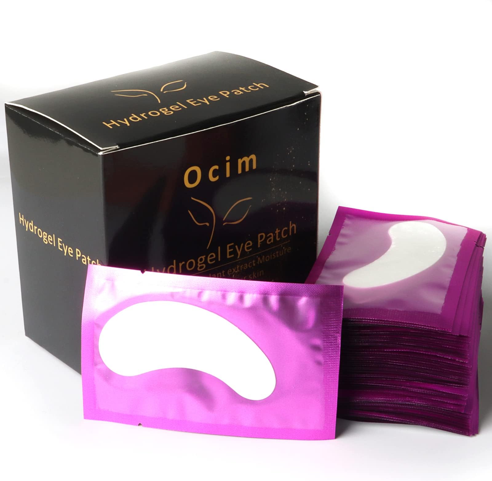 Ocim 100 Pairs Eyelash Extension Gel Patches, Lash Extensions Hydrogel Under Eye Pads Beauty Eye Mask supplies(purple)