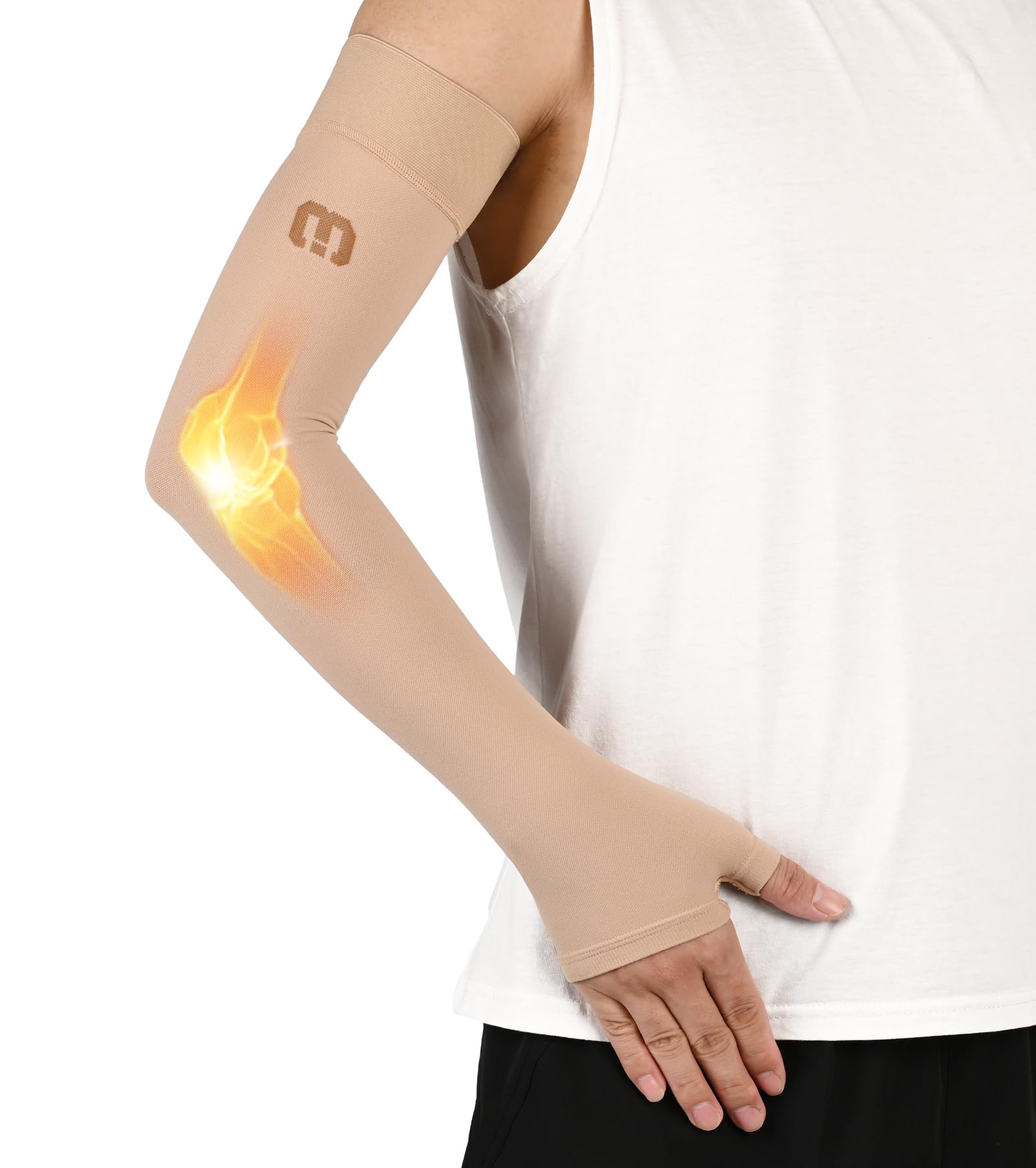 MGANG Lymphedema Compression Arm Sleeve with Gauntlet for Unisex, Opaque, Thumb and Full Arm Support, Pain Relief, Arthritis-image-26